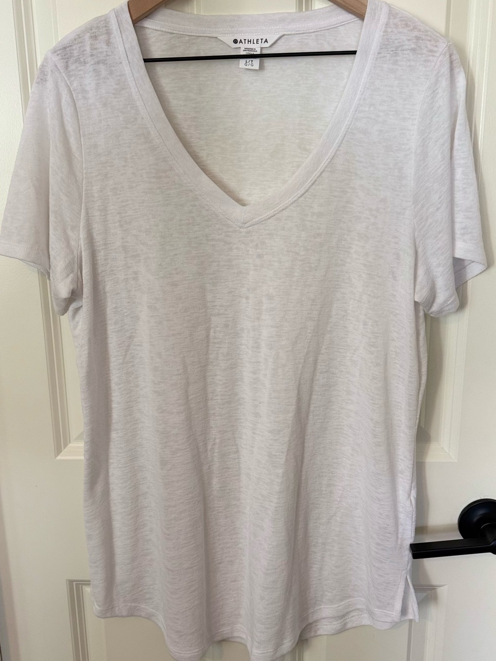 Athleta White Short-Sleeve V-Neck Tee